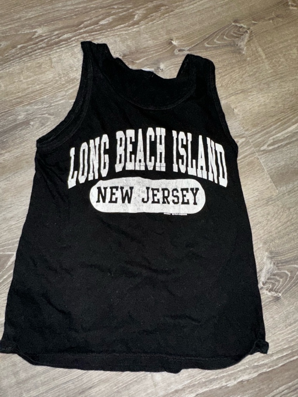 Black Tank Top with 'Long Beach Island New Jersey' White Print